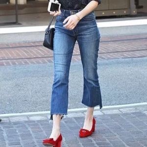 Mother cropped flair jeans